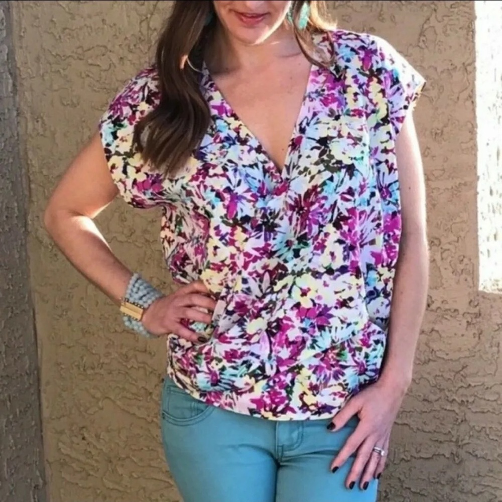 CAbi Floral Eden Faux Wrap Medium